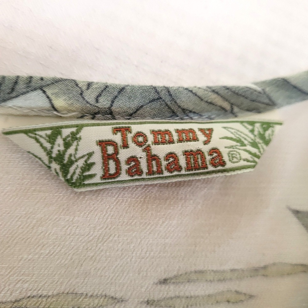 Tommy Bahama Tropical Palm Tree Hibiscus Rayon Shift Dress White Green L - Picture 6 of 8